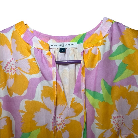 Michelle McDowell Floral Flutter Sleeve Blouse Spring Small - Picture 3 of 4